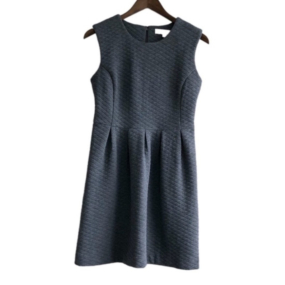 Loft Ann Taylor Quilted Fit & Flare Soft Cozy Sleeveless Tank Mini Dress Grey
